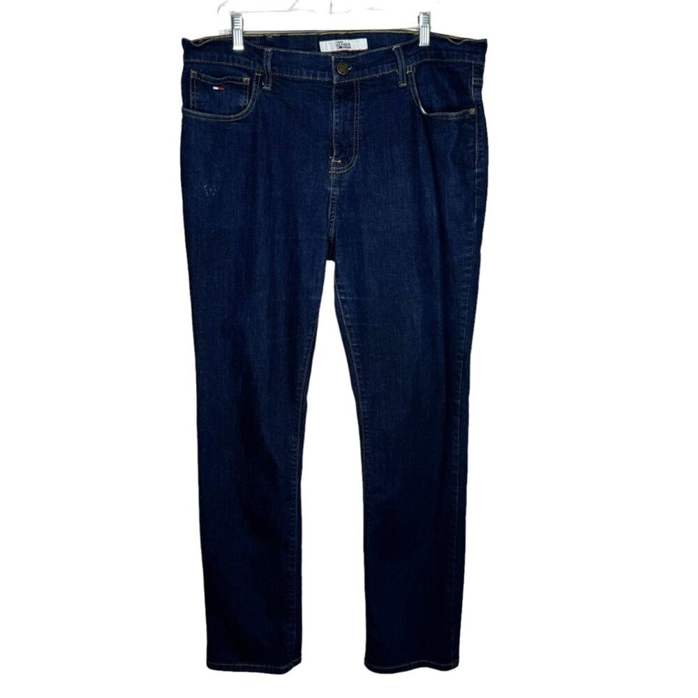 TOMMY HILFIGER / dark wash slim straight denim jeans / 38x32